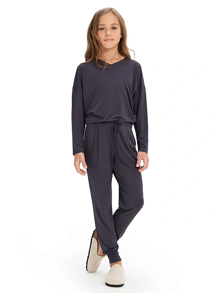 Джоггеры Bamboo для девочки, цвет темно-серый, фото 4