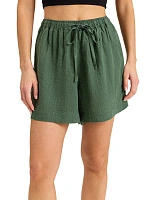 LINEN Шорты женские casual Олива