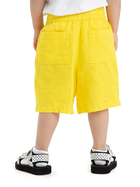 Шорты-бермуды из 100% льна для девочек, цвет желтый, фото 3