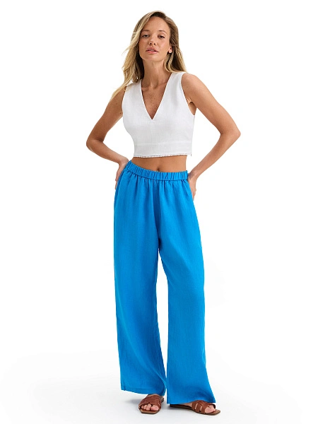 LINEN Топ женский на завязках, цвет белый, фото 4