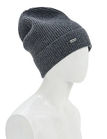 Шапка из шерсти с отворотом Серый меланж