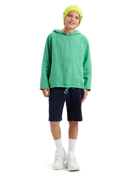 Худи из 100% льна для мальчиков, цвет зеленый, фото 6
