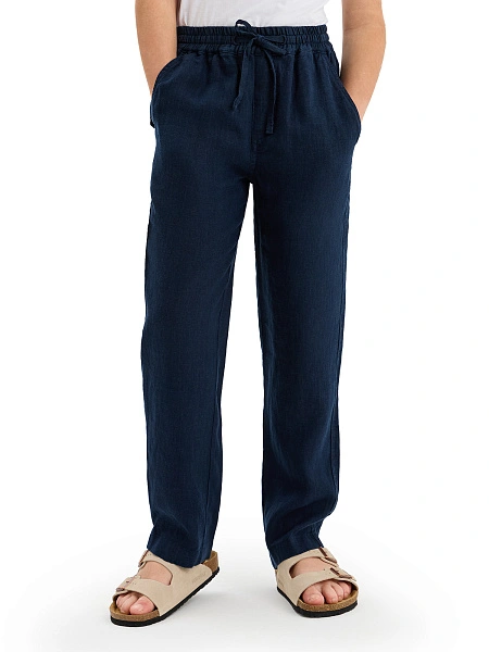 Брюки для мальчика серии LINEN, цвет темно-синий, фото 2