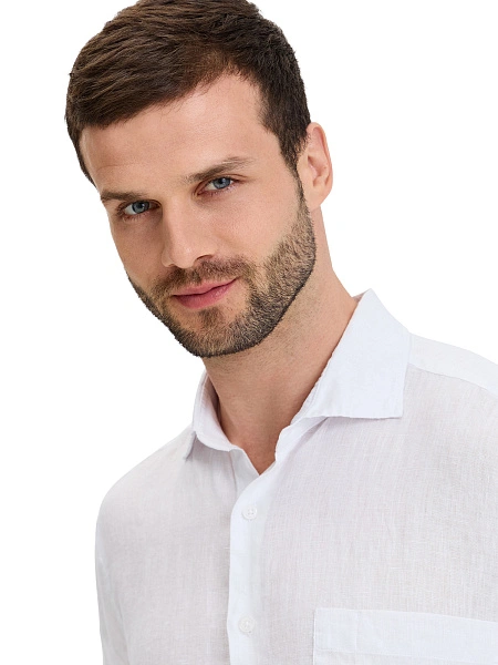 LINEN Рубашка мужская slim, цвет белый, фото 3