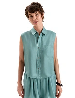 Блуза SILK женская без рукавов Шалфей