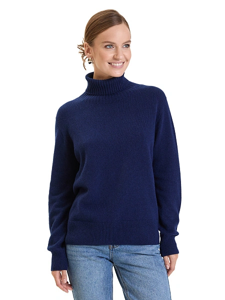 Свитер женский Cashmere&Merino blend oversize, цвет темно-синий, фото 1
