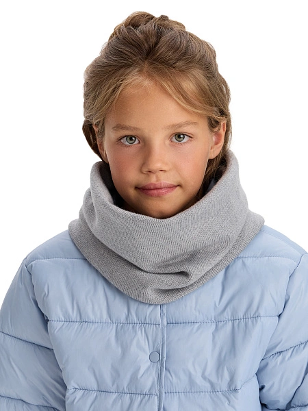 Теплый снуд из шерсти мериносов, цвет серый меланж, фото 4