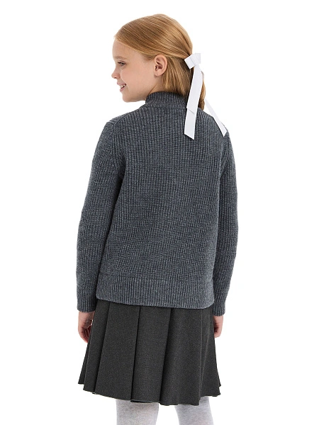 Кардиган из 100% шерсти мериноса на молнии для девочек, цвет графитовый, фото 2