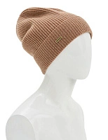 Шапка из шерсти с отворотом Бежевый меланж