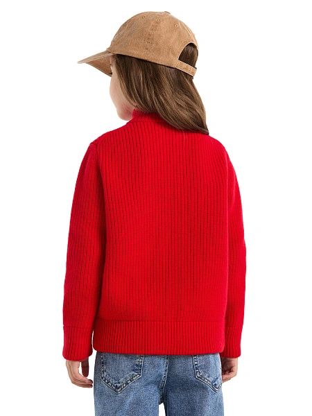 Кардиган из 100% шерсти мериноса на молнии для девочек, цвет красный, фото 5