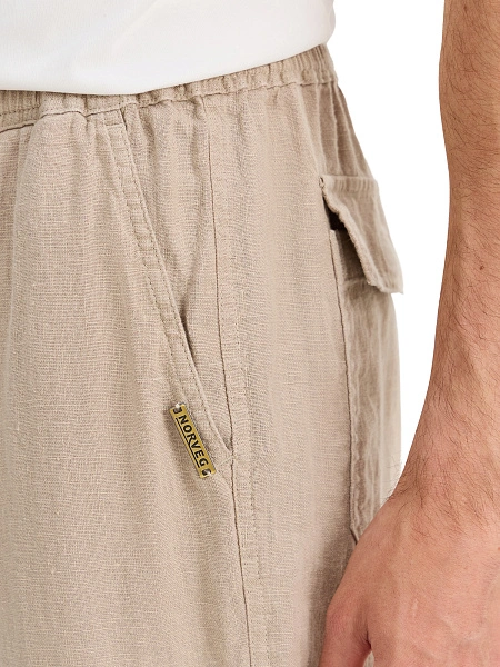 Брюки из 100% льна для мужчин, цвет бежевый, фото 5
