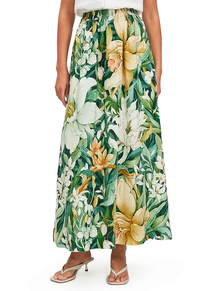 Юбка LINEN из умягченного льна, цвет принт тропический, фото 2
