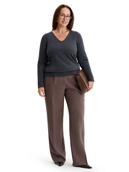 Merino Base Джемпер женский V-вырез plus size, цвет антрацит, фото 5
