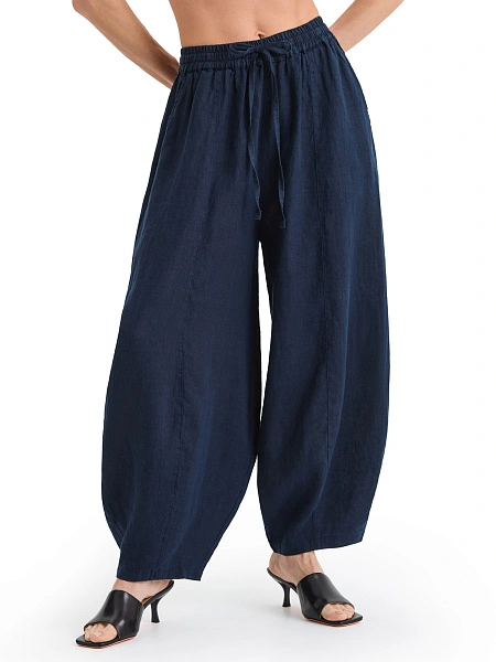 Брюки женские "baggy" серии LINEN, цвет темно-синий, фото 2