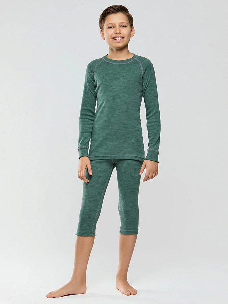 Комплект термобелья для мальчиков серии SPORT WOOL, цвет зеленый, фото 2