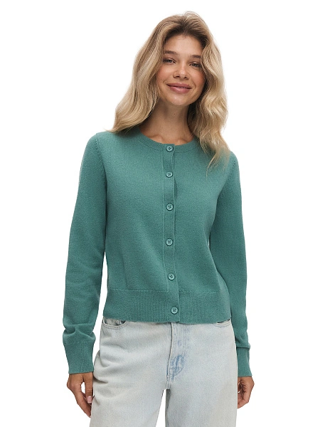 Кардиган на пуговицах, цвет пыльно серо-зеленый, фото 2