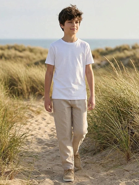 Брюки для мальчика серии LINEN, цвет бежевый, фото 4