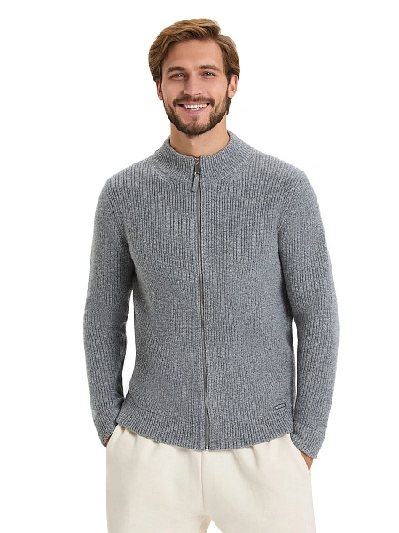 Кардиган мужской на молнии Merino Knitted, цвет пепельный меланж, фото 1