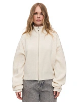 Укороченный кардиган на молнии Молочный