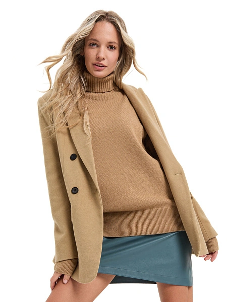 Свитер женский Cashmere&Merino blend oversize, цвет бежевый, фото 6