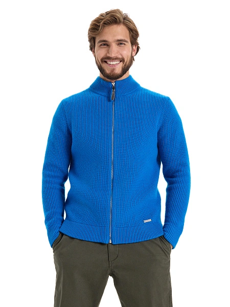 Кардиган мужской на молнии Merino Knitted, цвет синий, фото 1