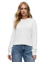 Джемпер с орнаментом "косы" укороченный Белый
