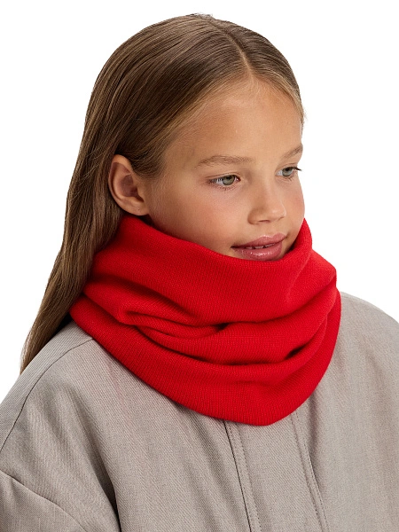 Теплый снуд из шерсти мериносов, цвет алый, фото 1