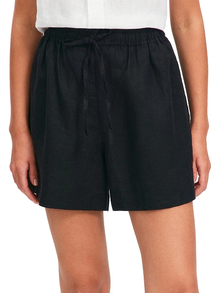 LINEN Шорты женские короткие, цвет черный, фото 2