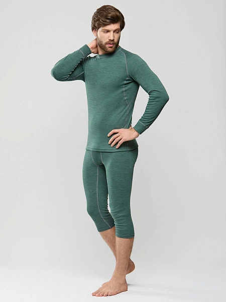 Комплект термобелья мужской серии SPORT WOOL, цвет зеленый, фото 2