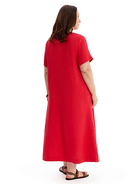 Платье А-силуэта из умягченного льна, цвет алый, фото 2