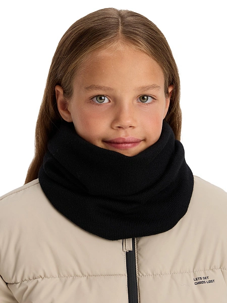 Теплый снуд из шерсти мериносов, цвет черный, фото 4