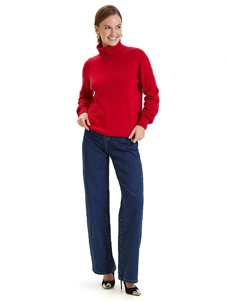 Свитер женский Cashmere&Merino blend oversize, цвет алый, фото 6