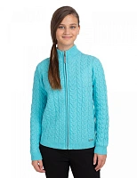 Кардиган на молнии Super Fine Merino Wool подростковый для девочек Голубая бирюза