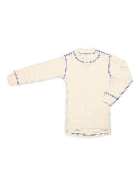 Термофутболка для мальчиков с длинным рукавом серии SOFT, цвет молочный с отстрочкой, фото 3
