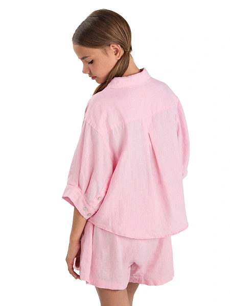 Рубашка для девочек-подростков серии LINEN, цвет нежно-розовый, фото 3