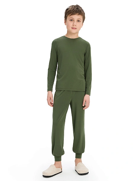 Лонгслив серии Bamboo для мальчика, цвет олива, фото 4