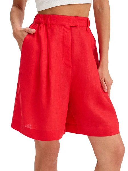 LINEN Шорты женские удлиненные, цвет красный, фото 4