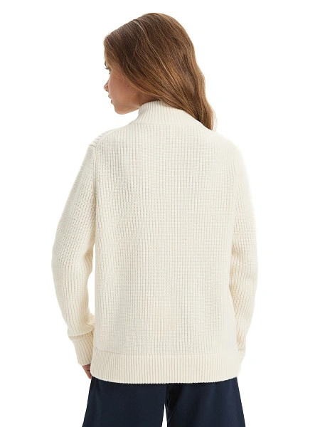 Кардиган из 100% шерсти мериноса на молнии для девочек-подростков, цвет молочный, фото 3