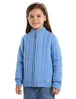 Кардиган на молнии Super Fine Merino Wool для девочек Голубой меланж