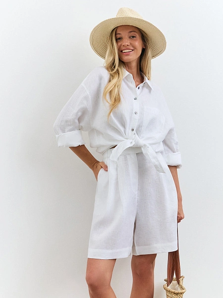 LINEN Рубашка женская oversize, цвет белый, фото 5