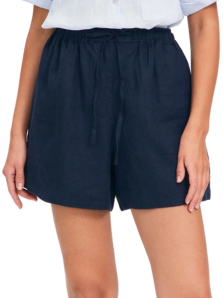 LINEN Шорты женские короткие, цвет темно-синий, фото 2