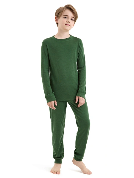 Пижама для мальчика-подростков из шерсти мериносов, цвет темно-зеленый, фото 2