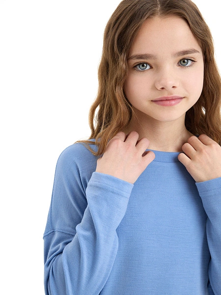 Пижама для девочки-подростка из шерсти мериносов, цвет голубой, фото 4