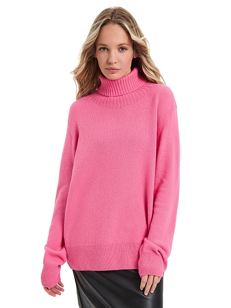 Свитер женский Cashmere&Merino blend oversize, цвет розовый фламинго, фото 1