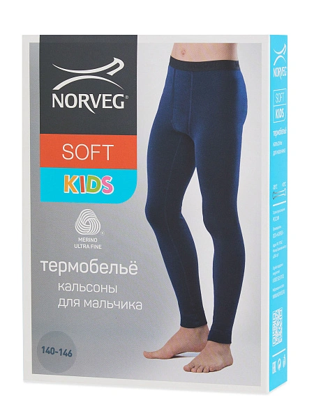 Термобелье кальсоны для мальчиков-подростков серии SOFT. Знак Woolmark, цвет синий, фото 6