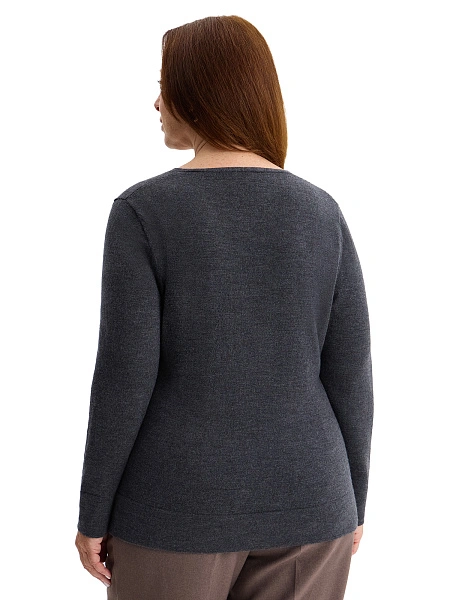 Merino Base Джемпер женский V-вырез plus size, цвет антрацит, фото 2