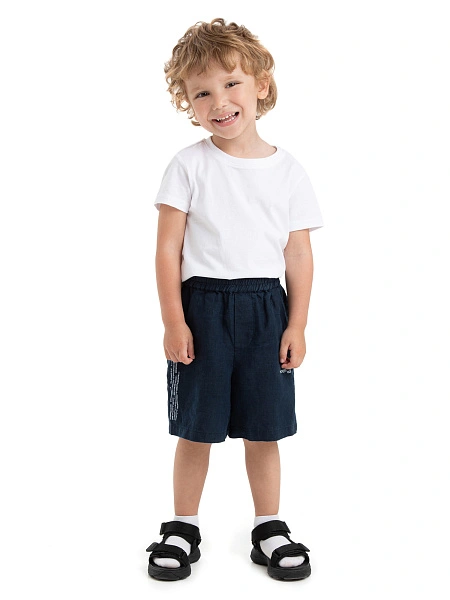 Шорты-бермуды из 100% льна для мальчиков, цвет темно-синий, фото 1
