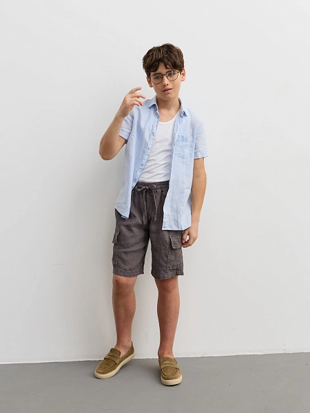 Шорты LINEN с карманами для мальчика, цвет серый, фото 1