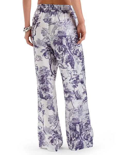 Брюки SILK женские прямые, цвет принт светлый toile de jouy, фото 2