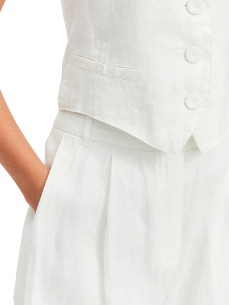 LINEN Брюки женские base, цвет белый, фото 5